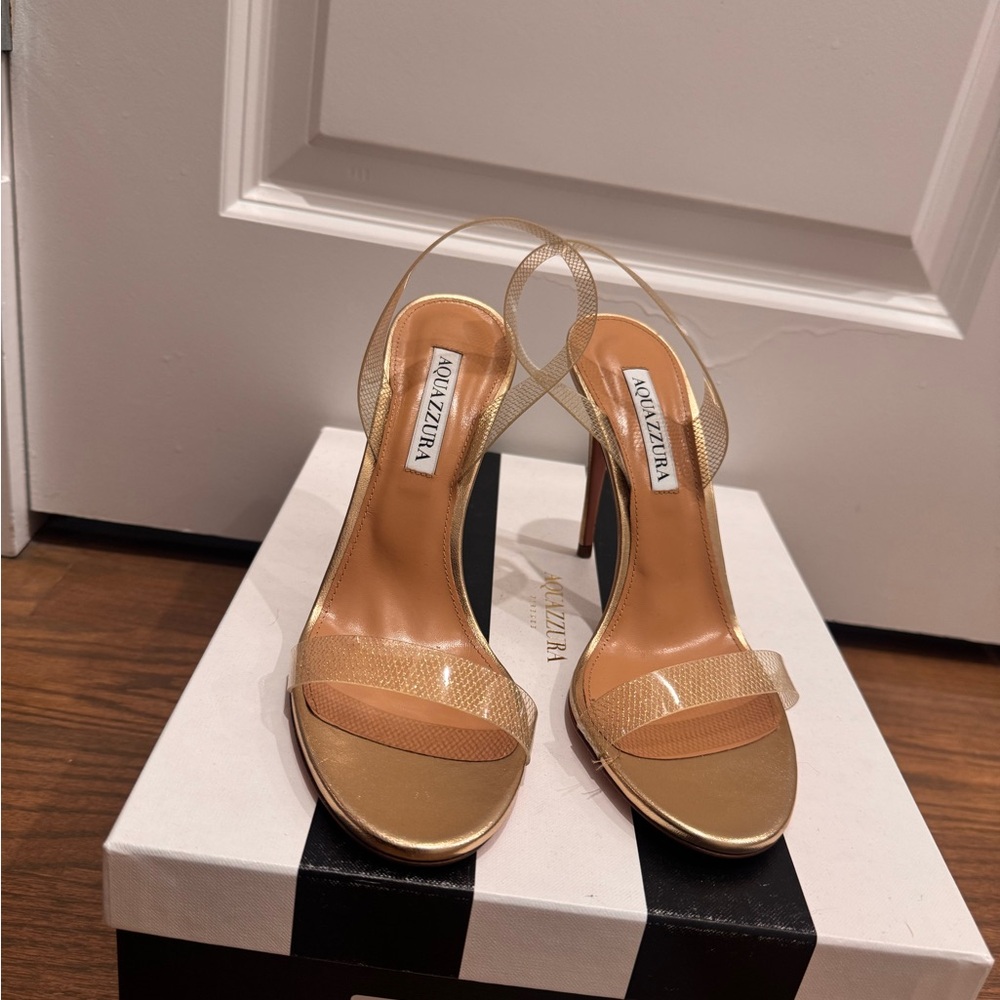 Aquazzura Gold Metallic Slingback Stiletto Heels